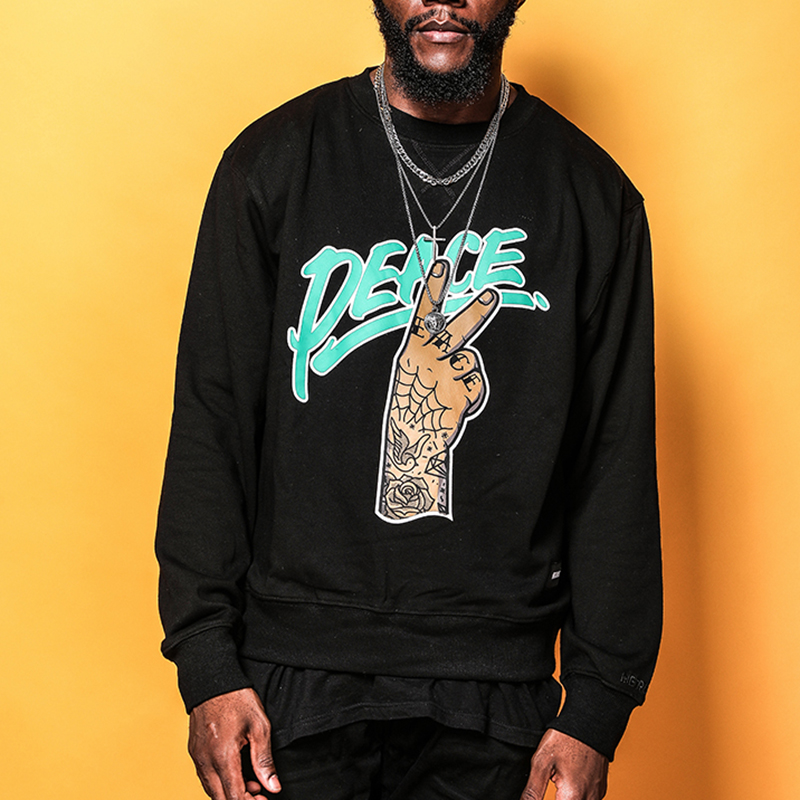 Peace printed pattern street style hoodies for men