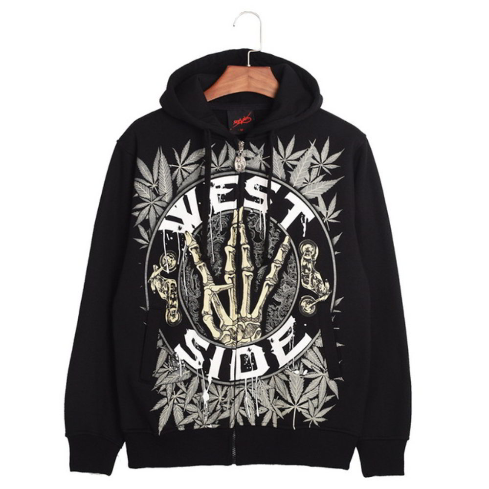 >Long Sleeve Printed Custom Black Zip up Hoodies & Jackets