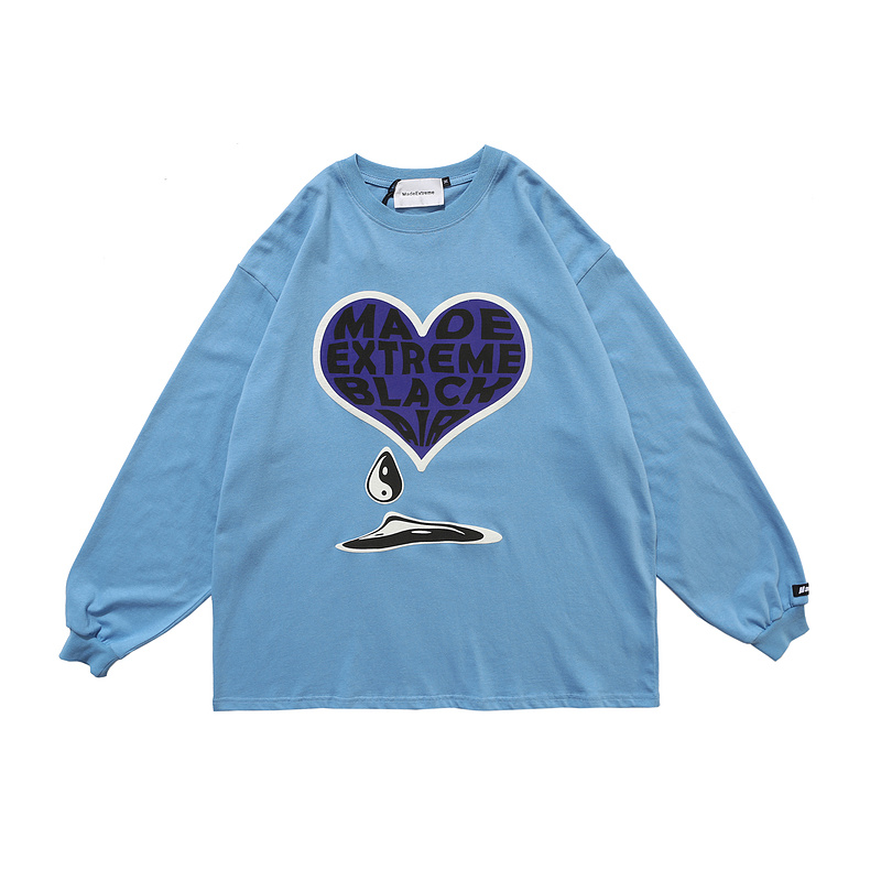 >Blue women casual oversized long sleeve sweatshirt