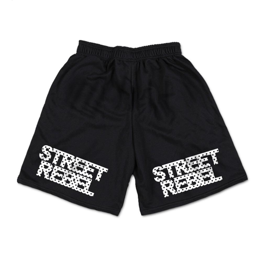 Black printed pattern athletic waist sweat men’s shorts