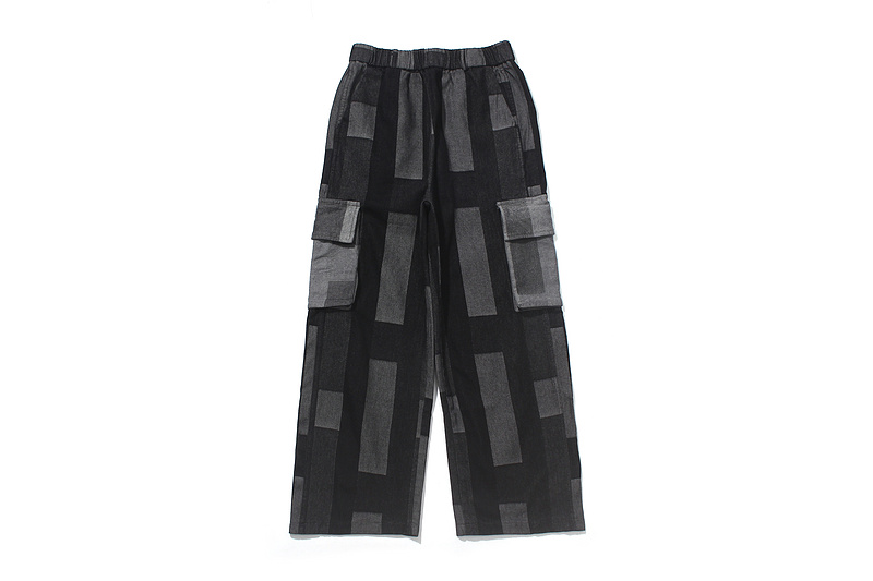 >men’s wide leg loose checked elastic ankle pants