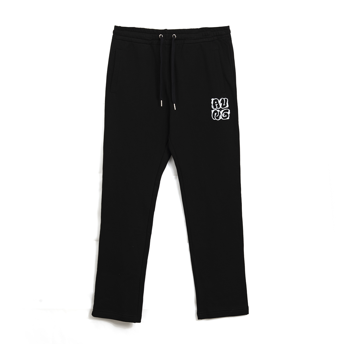 >AungCrown designed simple elastic athletic long sweatpants