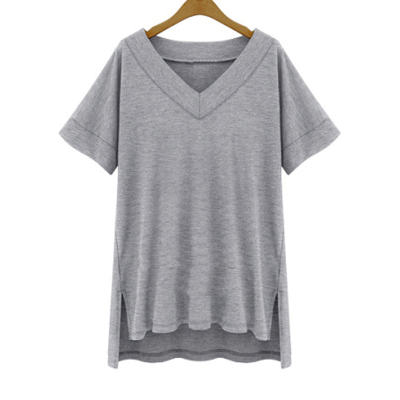 >women’s casual loose v neck plain t shirt