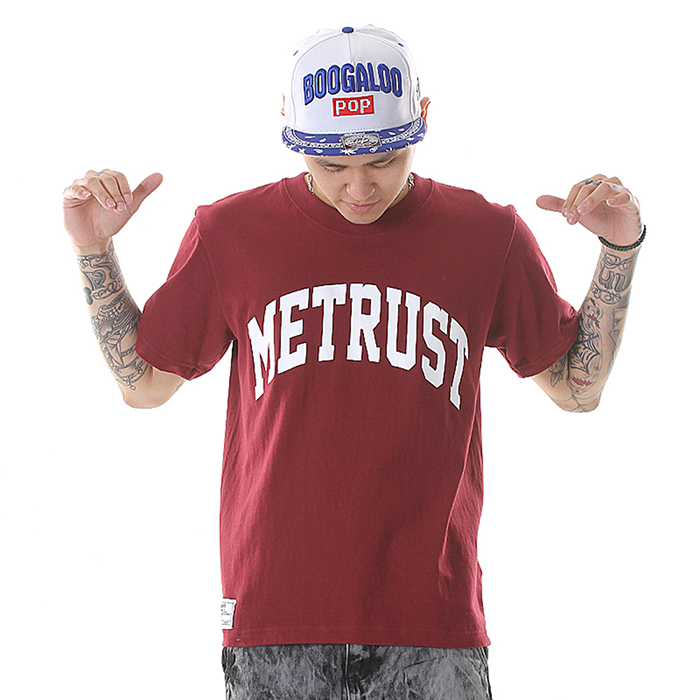 >Street style cotton print letter logo men t shirt