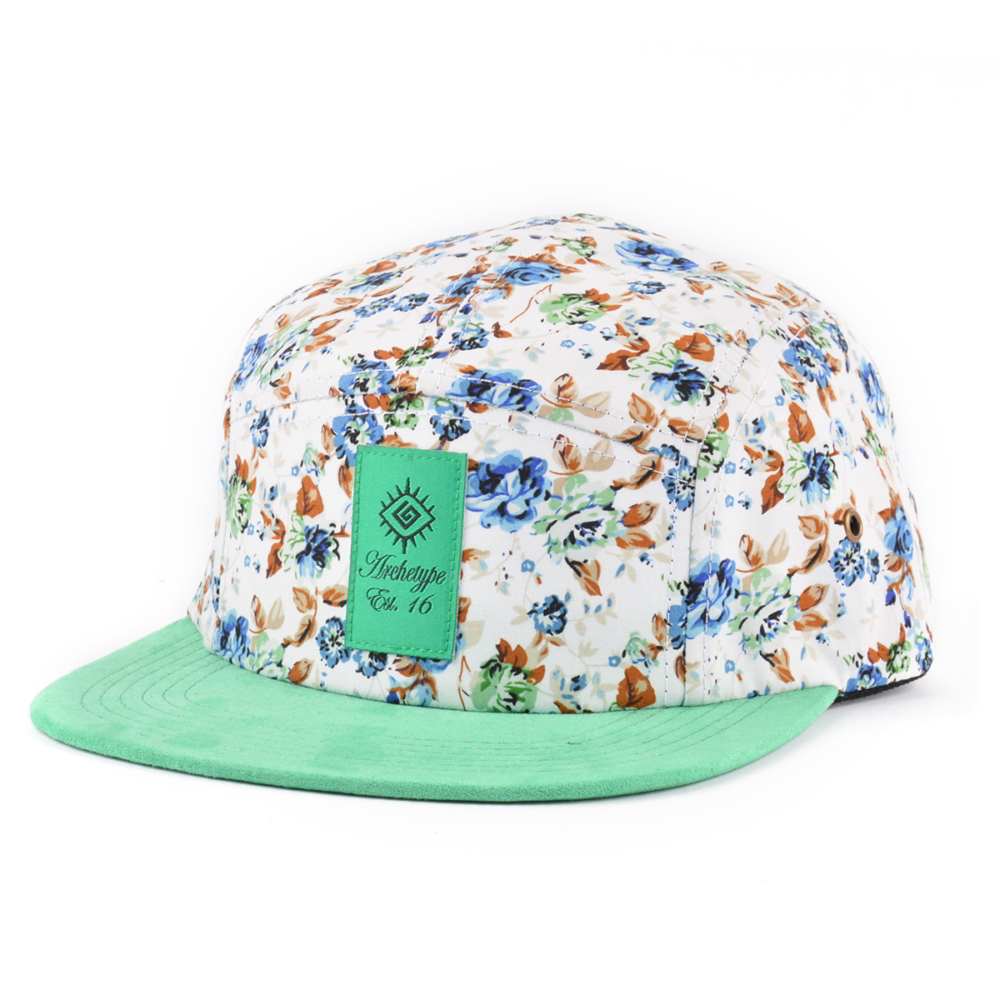 suede brim printing 5 panels caps design logo