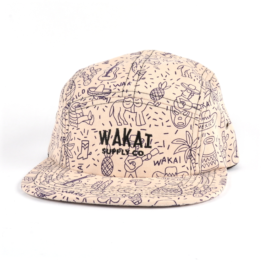 plain embroidery printing 5 panels caps