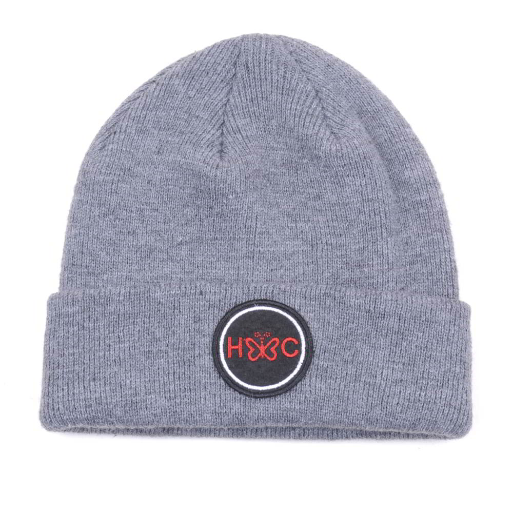 >embroidery patch gray winter cuffed hats