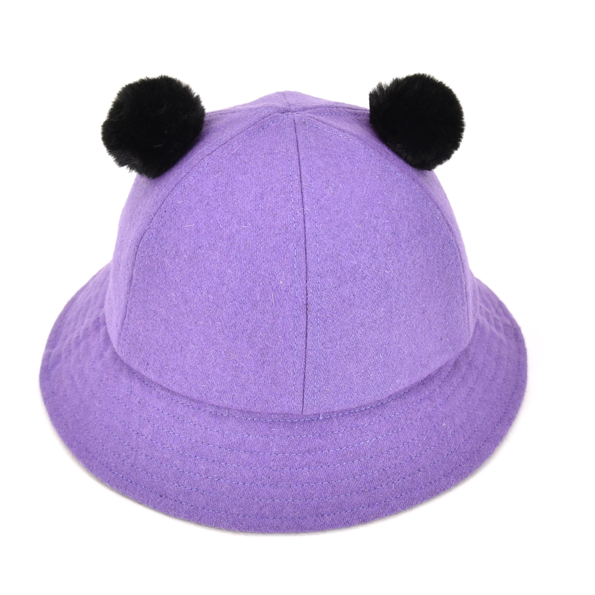warm and cute melon wool plain winter bucket hat for kids purple