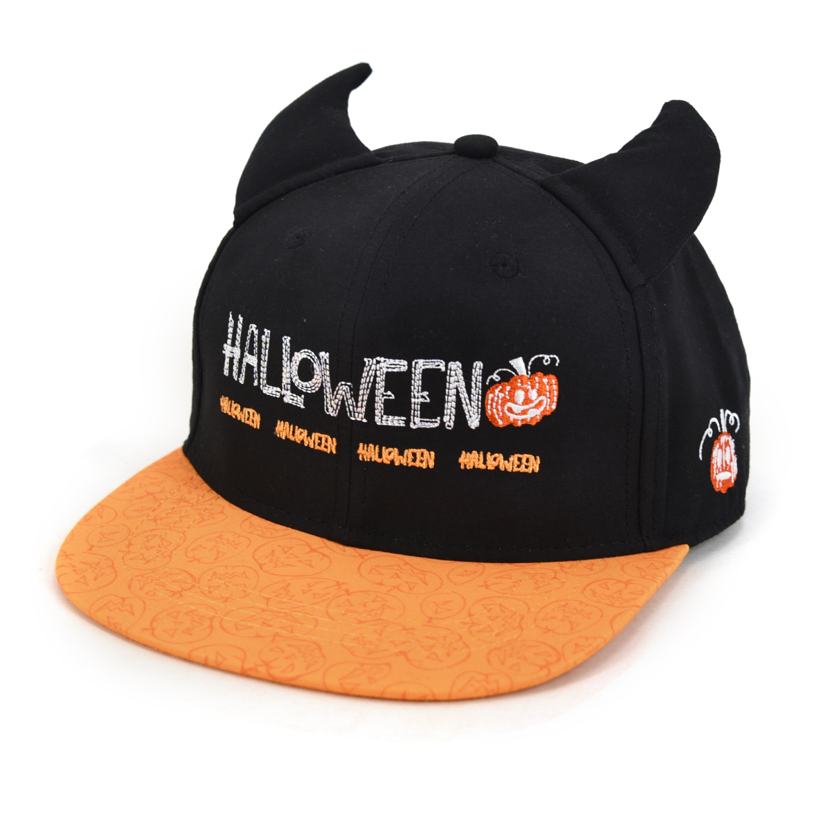 Cute children hat with devil angle laser embroidery printing pattern brim snapbacks