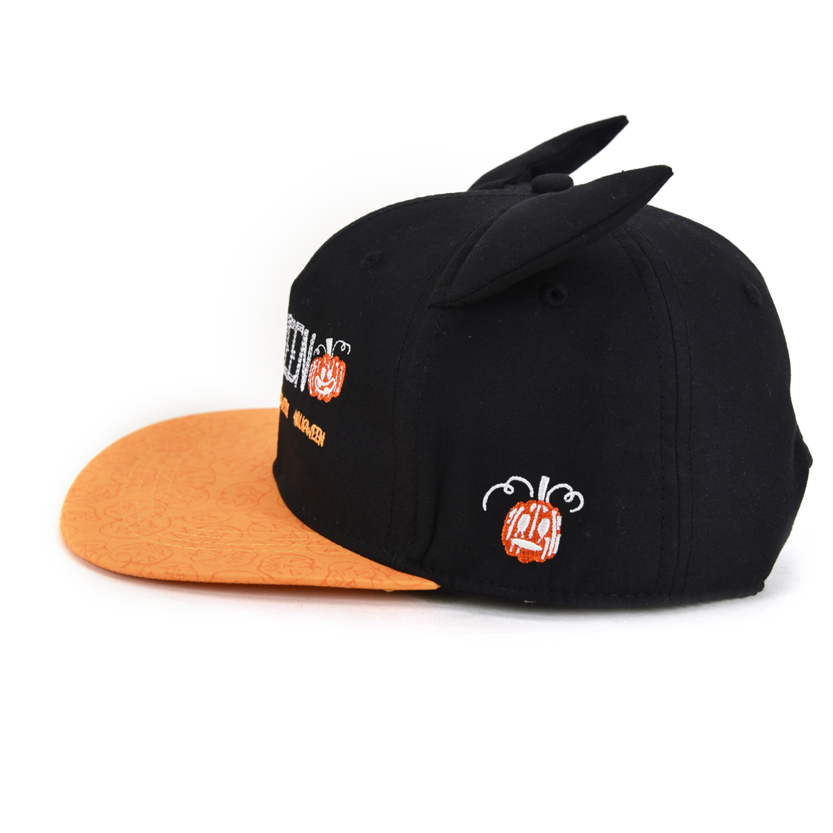Cute children hat with devil angle laser embroidery printing pattern brim snapbacks