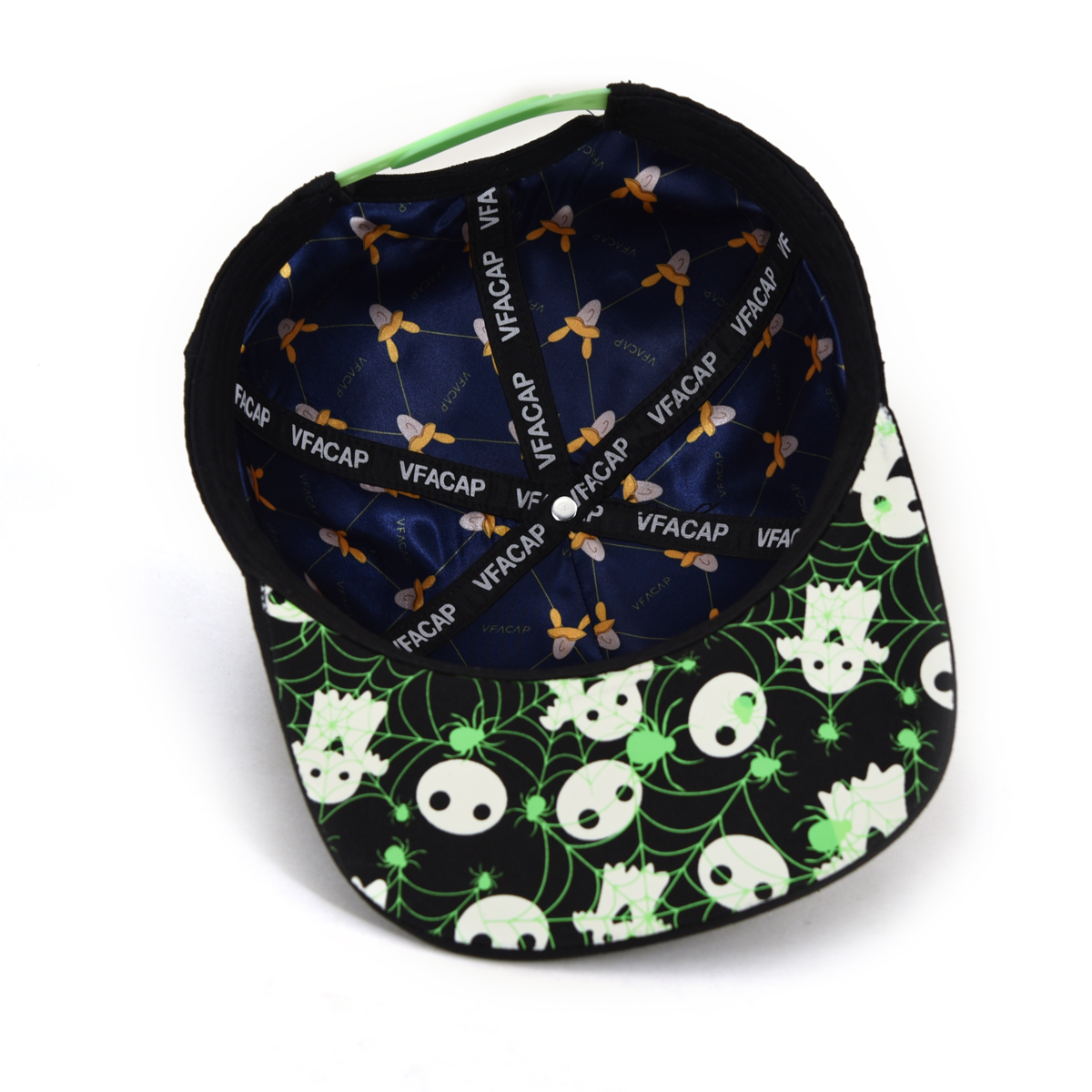 Vfacap fun designed zombie flat embroidery fluorescent green five panels